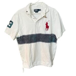 Vintage Polo by Ralph Lauren White Sailor Polo Red and Blue Accents Big Pony - L